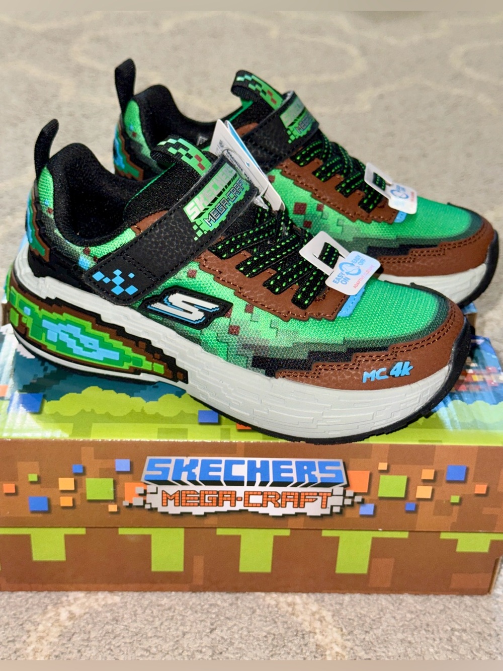 NIB💚 Skechers Mega-Craft® 4K Toddler Boys' Sneakers Brown Green Size: 11